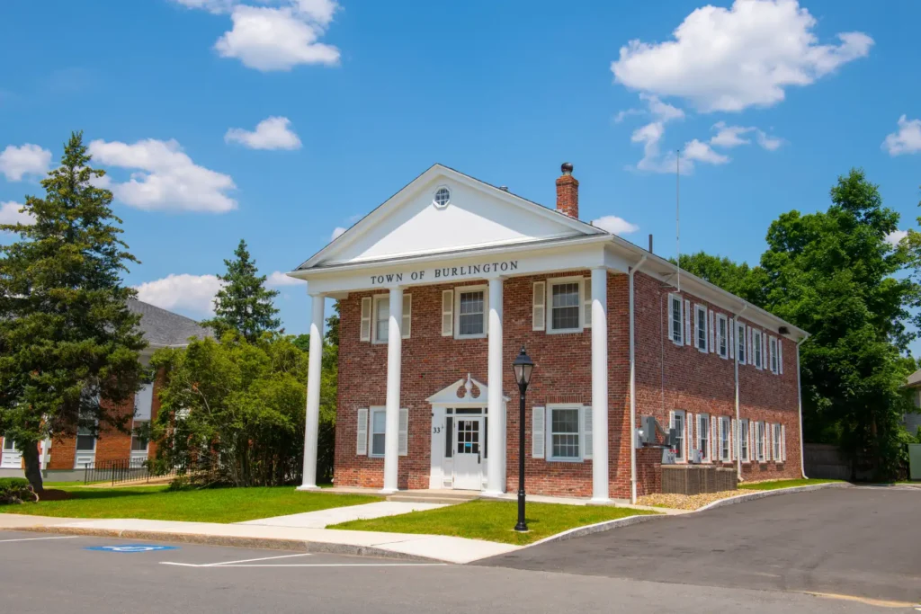 Town of Burlington Historic Red Brick Building with Greek Revival Columns.jpg